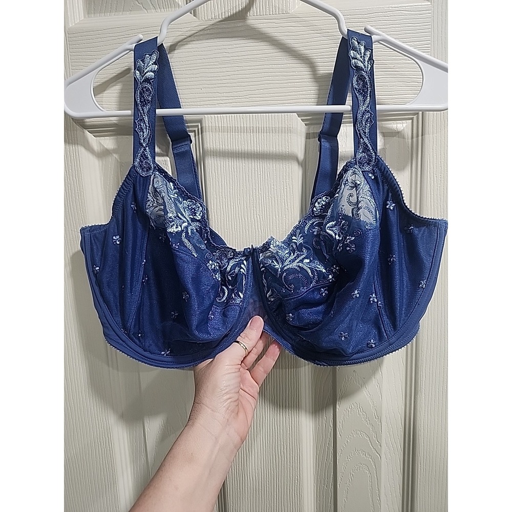 40G CONTURELLE Embroidered Lace 3 part cups womens plus size UW premium Bra Blue